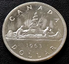 1963 Canada Silver $1 Dollar - 80% Silver