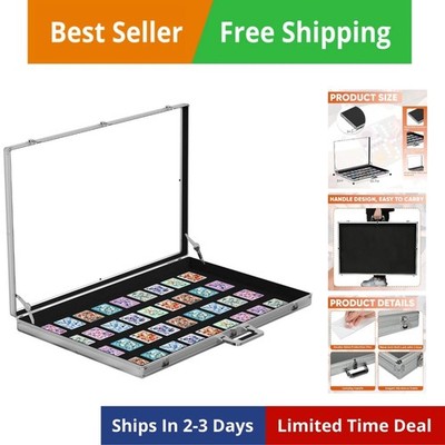 Portable Trade Show Display Case, 34''x22'' Aluminum Card Show Display Case wit...