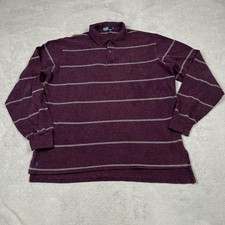 Vtg Ralph Lauren Polo Shirt Mens XL Striped Long Sleeve Wool Blend Made In USA