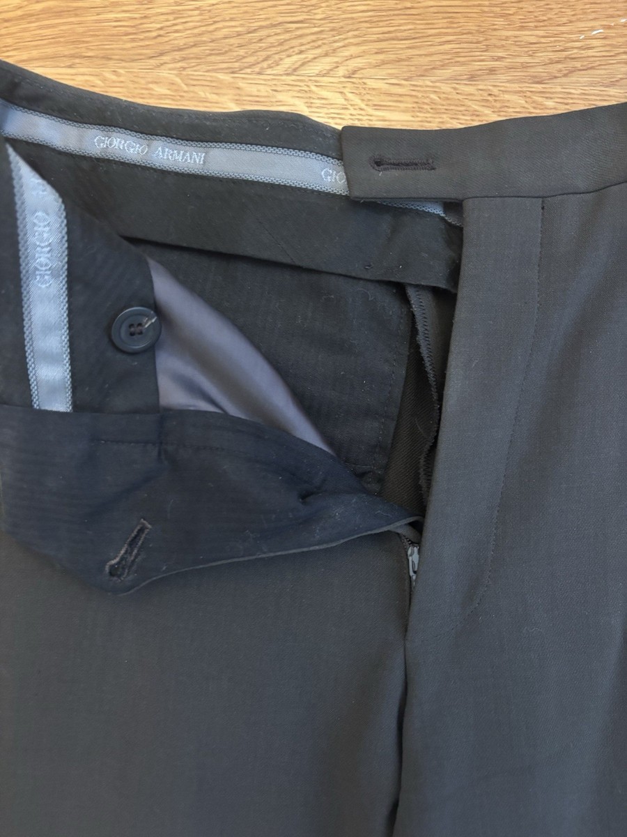 Giorgio Armani Men's Black Flat Front Dress Pants 32'' Straight