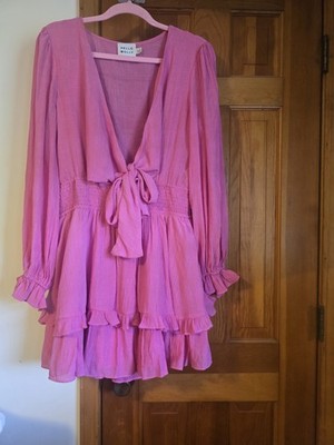 Hello Molly Pink Dress Tie Front Size 8
