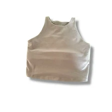 Old Navy Active Powerchill Beige Light Support Cropped Tank Bra Top Small