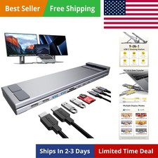 USB C Laptop Docking Station Stand, Dual Monitor 4K 60Hz, 9 in 1 USB C Hub wi...