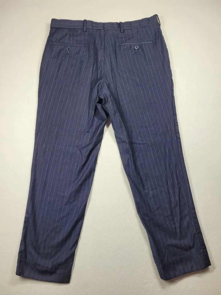 Traje Peter Millar Pantalones de vestir para hombre 40R (34x28) azul marino prendedor lana a rayas preppy Foto 3 de 4
