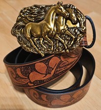 Ceinture homme à boucle chevaux vintage Western