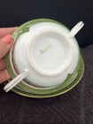 Austrian Double Handle Green And Pink Rose Tea Cup And Saucer A6550 Gold Maroon — photo 10