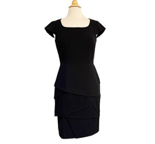 Calvin Klein Short Sleeve Sheath  Party Cocktail Dress Black  8 M Medium