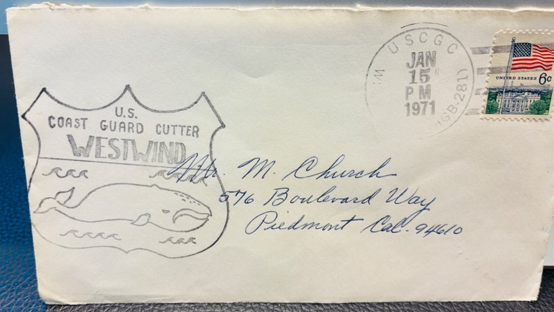 1971 ship cancel  & cachet of coast guard cutter Westwind.