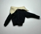 Barbie 1962 Vintage PAK BLACK CARDIGAN SWEATER White Angora Collar