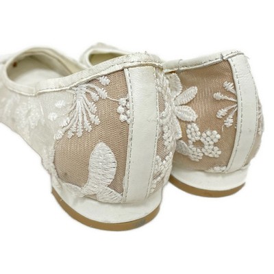 Auth TSURU BY MARIKO OIKAWA - White Beige Chemical Fiber Leather