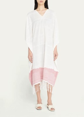 Ulla Johnson Damen Galia Gestreift Weiß Bedecken aus Baumwolle ( Midi Kleid XL 8