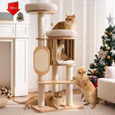 NEW,Modern Solid Wood Cat Tree for Indoor Cat...