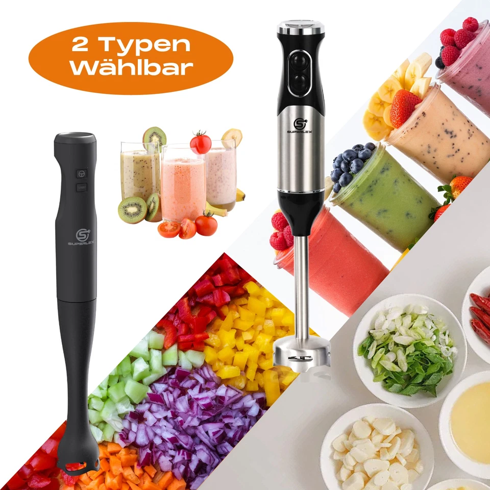SUPERLEX Elektrische Pürierstab Hand Blender Stabmixer Multifunktional Handmixer - Bild 3 von 4