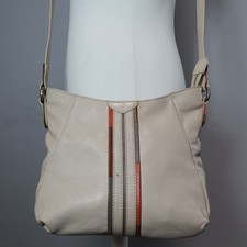 BAILEY & QUINN Cream Leather Crossbody Bag Retro Two Tone Messenger Shoulder