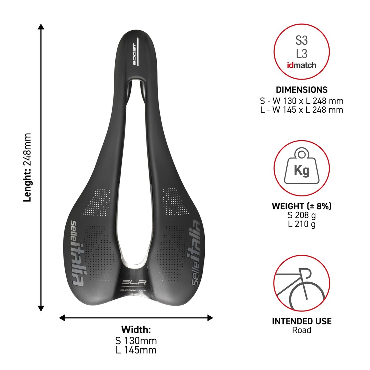 Selle Italia SLR Boost Superflow Saddle - Black (SI504233) for