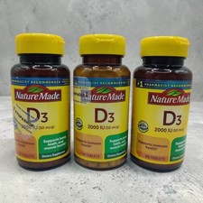 3 Nature Made Vitamin D3 Vitamin D 2000 IU 50 mcg 100 Tablets Each 9/2026