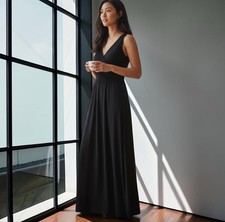 Vintage Ralph Lauren Maxi Dress Size 4 Black Stretch Knit Sleeveless Flowing