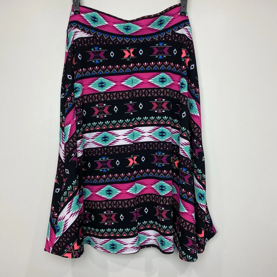 Agnes & Dora A-Line Skirt Multicolor Navajo Print Pink Green Women's Sz Lg GUC - Image 2 of 4