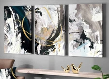 Wall Art - Abstract Canvas Paintings, Black And White Graffiti Pictures for L...