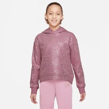 Nike Girls AOP Fleece Hoodie - Pink/Metallic - Large - NWT