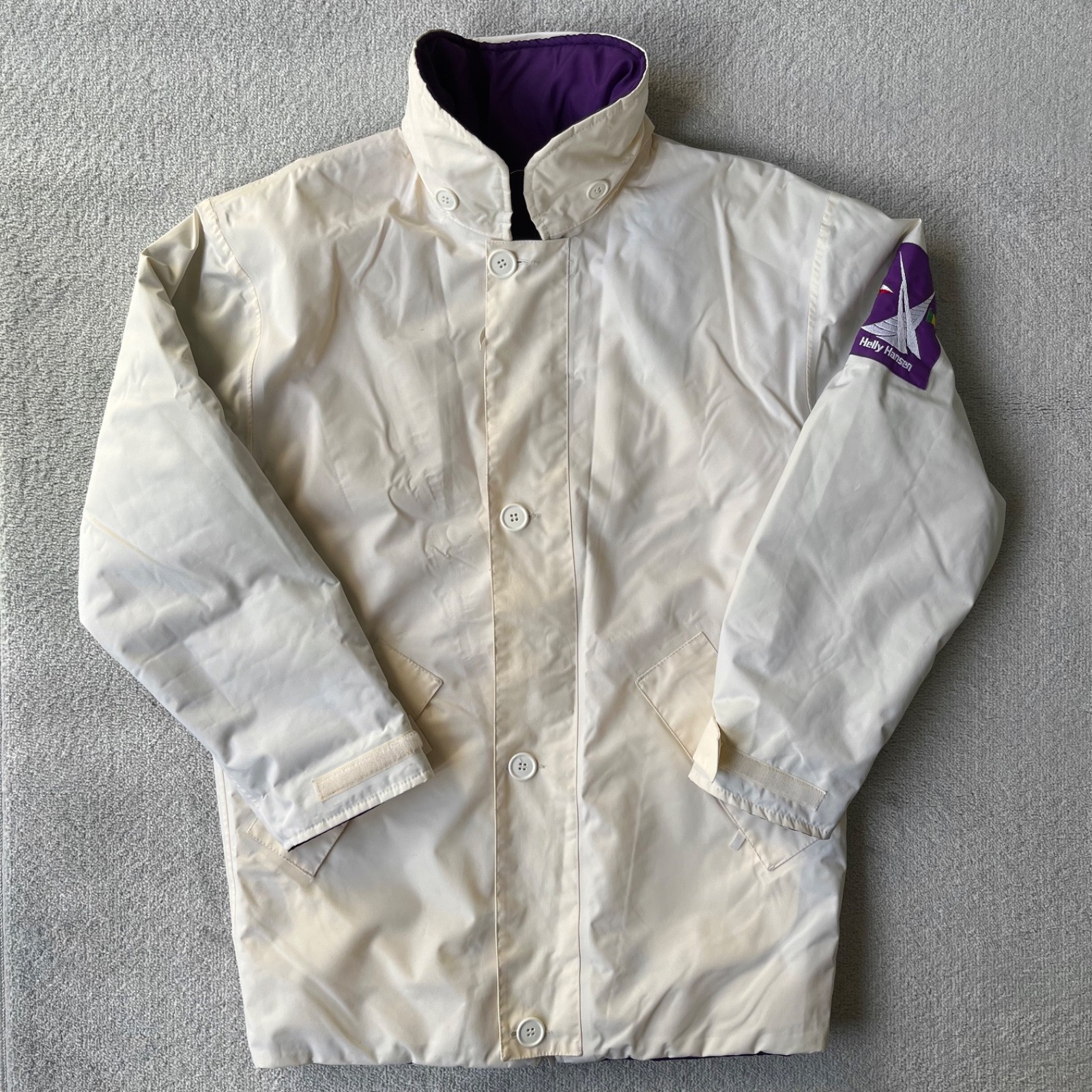 Vintage Helly Hansen Jacket Mens Large White Purple Twin Sail Reversible Rare HH