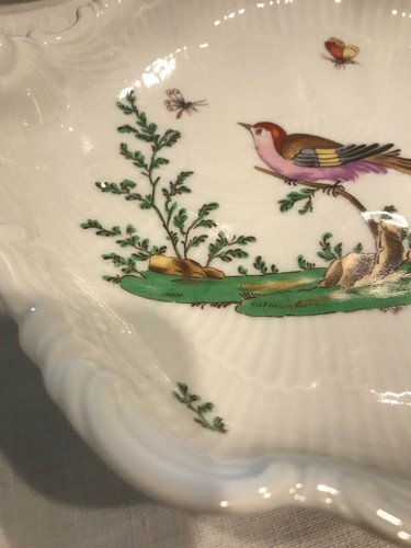 Richard Ginori Italy Bird on Tree Limb Butterfly Dragonfly Oval Tray 7.5"x6.5' - Picture 6 of 6