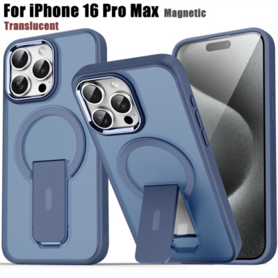 Magnetic Case For iPhone 16 Pro Max 15 14 13 12 Stand Magsafe Clear Slim Cover