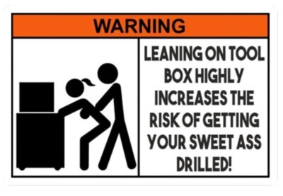 #ad warning risk of getting drilled Funny Toolbox Sticker Vinyl Die Cut Sticker $4.25