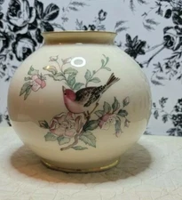 Gorgeous Ivory Color Bird Floral Lenox Serenade Vase, Wide