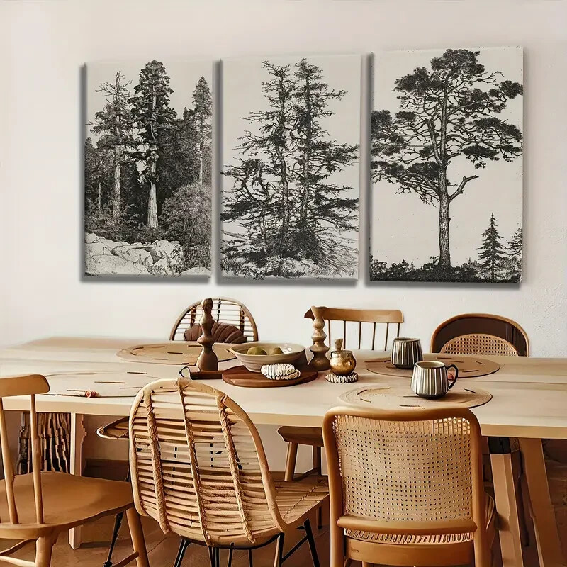 3pcs  Abstract Vintage Tree Wall Art Canvas Unframed