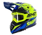 Adults Motocross Helmet Blue Neon Yellow MX Enduro Crash Helmet FREE GOGGLES
