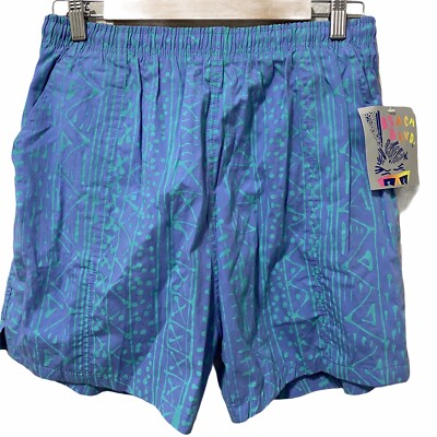 Vintage Beach Boulevard 70s Swim Shorts  Men s Medium Funky Blue Green Neon Y2K