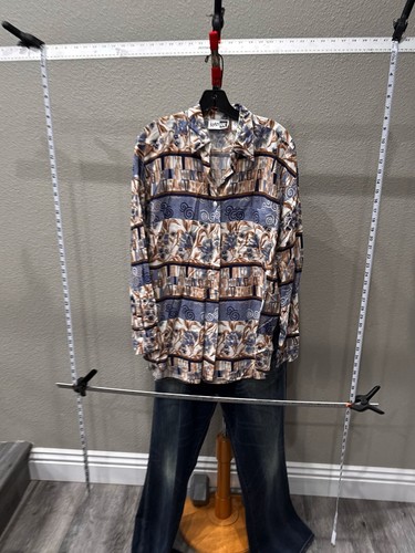 WOMENS Krazy Cat Long Sleeve Floral Artwork rayon LONG SLEEVE SHIRT Medium M - Picture 4 of 9