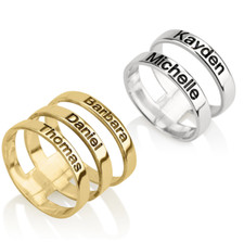 LAYERED CUSTOM NAME RING: STERLING SILVER, 24K GOLD, ROSE GOLD