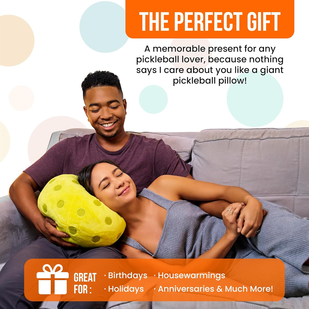 Huggable 12" Soft Plush Pickleball Pillow for Comfort & Fun