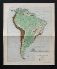 Antique Map: South America by W & A K Johnston, Cassell's Encyclopedia, 1902