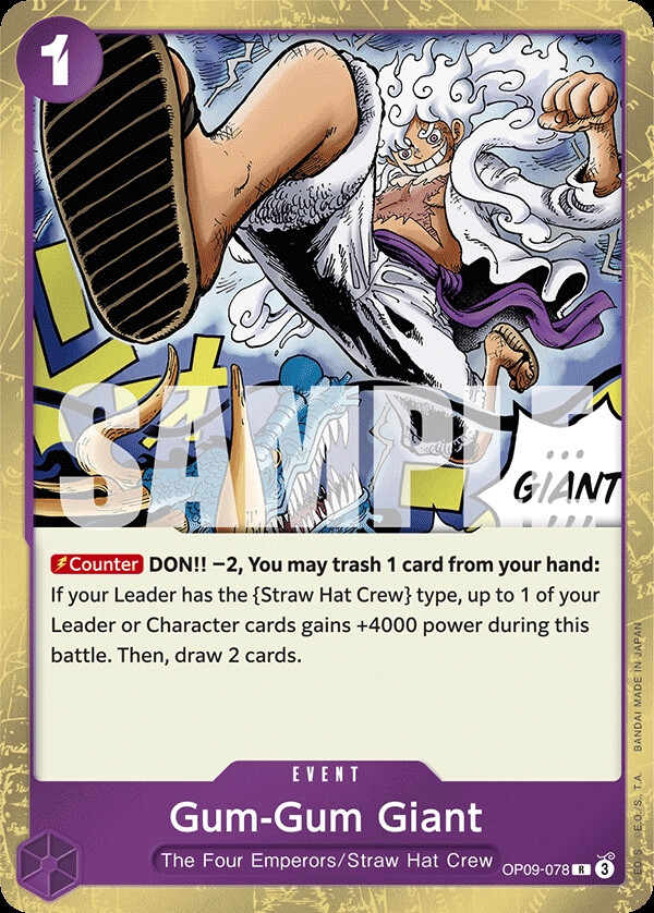 Gum-Gum Giant OP09-078 English Rare Emperors In New World One Piece Card Game