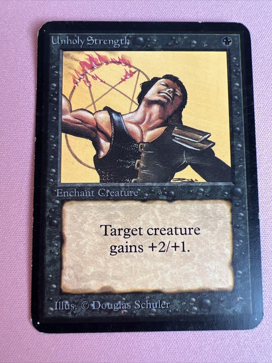 mtg alpha cards list Unholy Strength Alpha Black Common MTG Magic the Gathering Card (ID# 360971)
