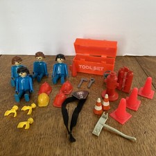 Vintage Playmobile 1974 Lot of 29 Geobra Construction Tools Figures Accessories