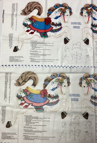 Vintage 13 Cranston Carousel Horse Plush Fabric Panels Applique Cut and Sew Lot
