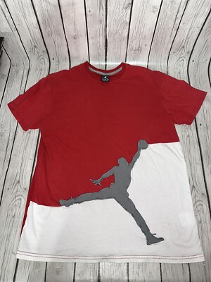 Vintage Jordan Shirt Adult XL Nike Red White Jump Man Cotton