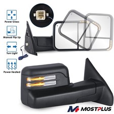 Pair Power Heated Tow Mirrors W Turn Signal For 2003-2009 Dodge Ram 2500 3500