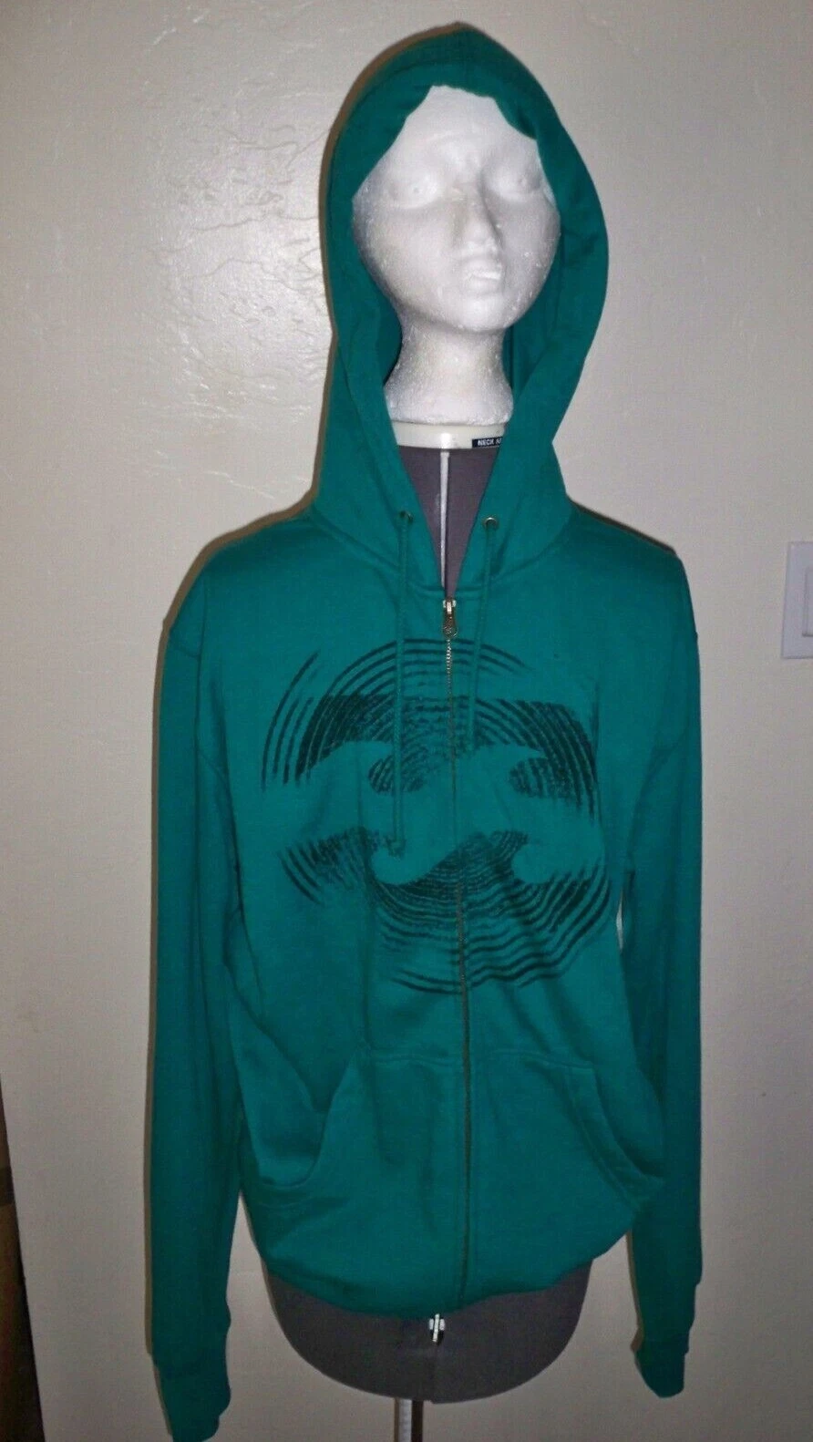 MEN'S GUYS BILLABONG ZIP-UP CIRCLE SAND FADING LOGO FLEECE HOODIE JADE GREEN NEW