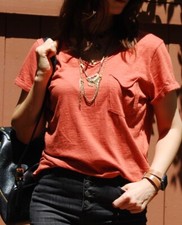 Woman’s X-Large V neck Short Sleeves Tops in Eco-Friendly Cotton - Clay color