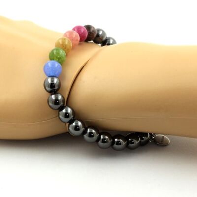 Bracelet Perles Tourmaline Multicolore 8 Mm, Minéraux Naturels, Neuf Avec étiquettes