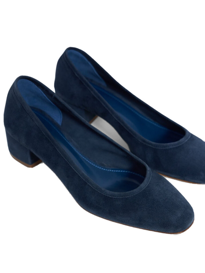 THEORY 325$ Italian Goat Suede Unlined Pump Heeled Ballet Flats Sz 37 6.5/7 Blue