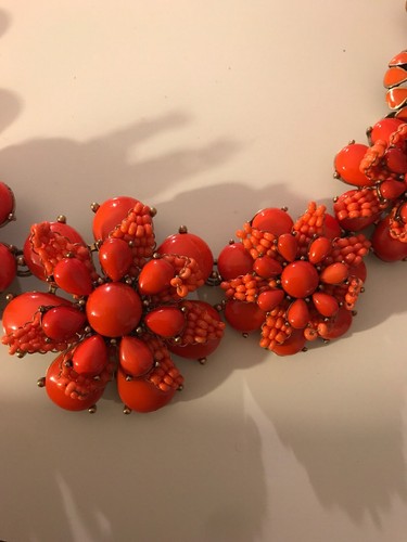 J.CREW Orange /Coral Azalea Flower Beaded Statement necklace - Picture 5 of 6