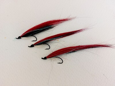 3 x Sunray Shadow, rot Größe 8 Singles LACHS FISCHEN FLIEGEN Ref.00171