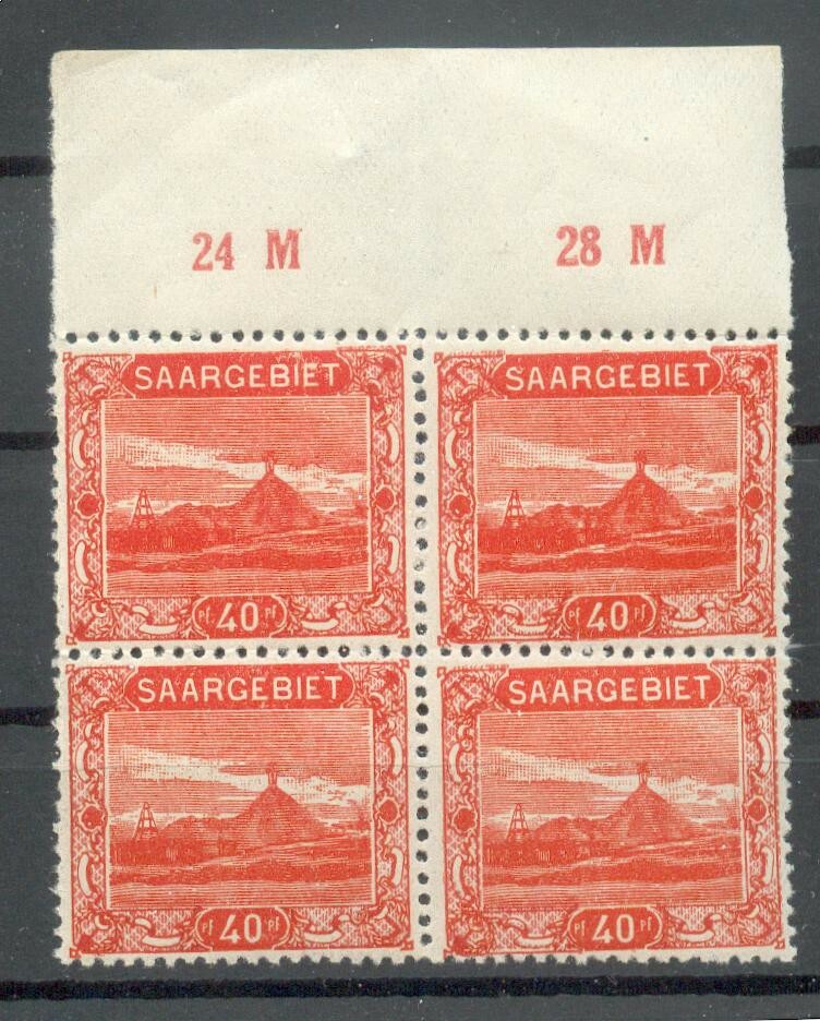 Saar 59 Upper Margin Block of Four** MNH Mint Never Hinged (E8222)