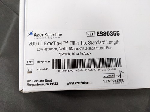 AZER SCIENTIFIC 200μL ExacTip-L Filtro LR Punte per pipette sterili ES80355 (960/Box) - Foto 4 di 4